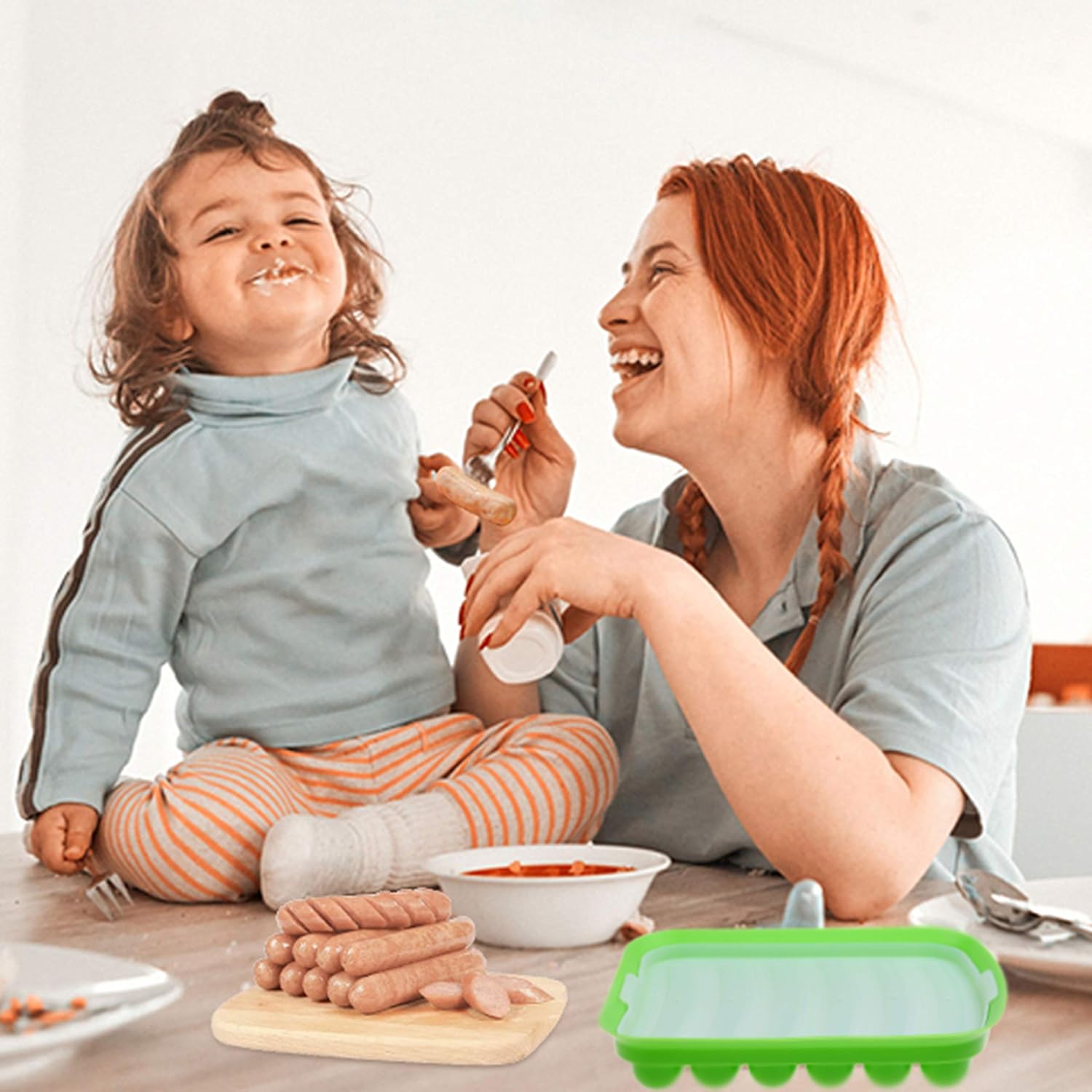 2x Silicone Sausage Molds - Non-Stick Flexible Hotdog Maker - 6-Cavity Baking Cooking Steaming Container - DIY Homemade Sausages - Includes 2x Silicone Mini Brushes and 20x Pastry Bags