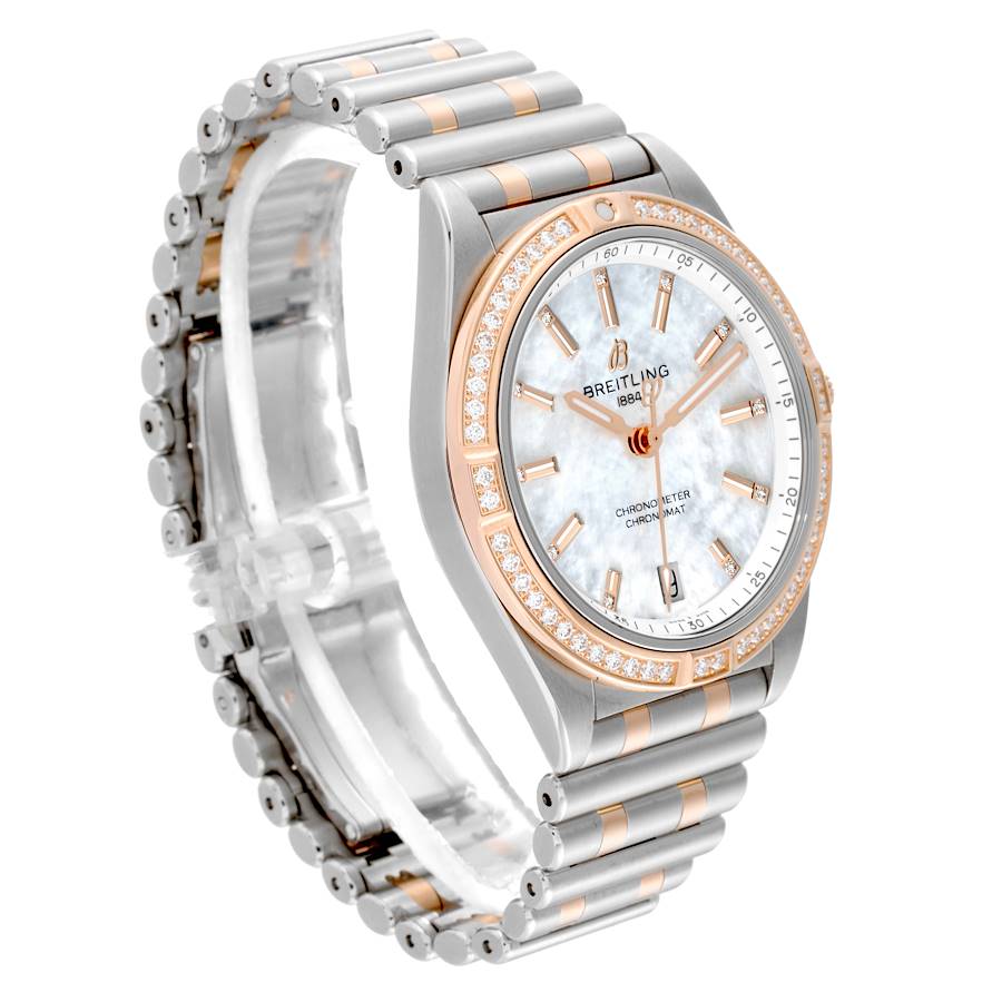 Breitling Chronomat 36 Mother Of Pearl Diamond Dial Steel Rose Gold Ladies Watch U10380