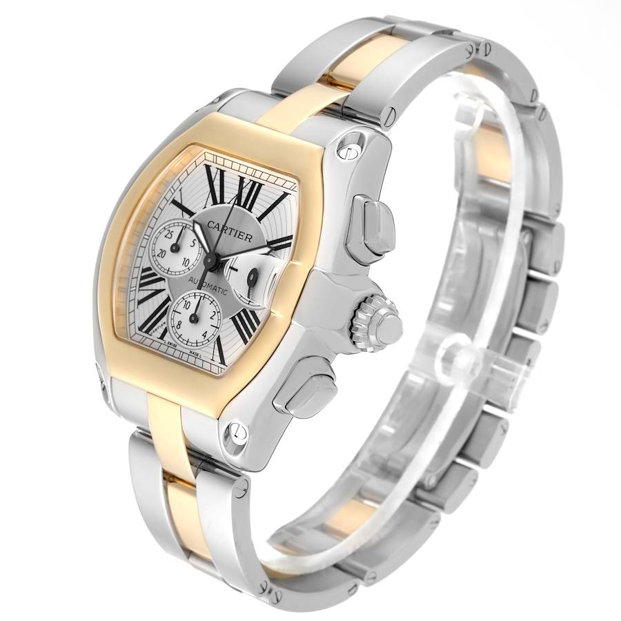 Cartier Roadster Chronograph Steel Yellow Gold Mens Watch W62027Z1