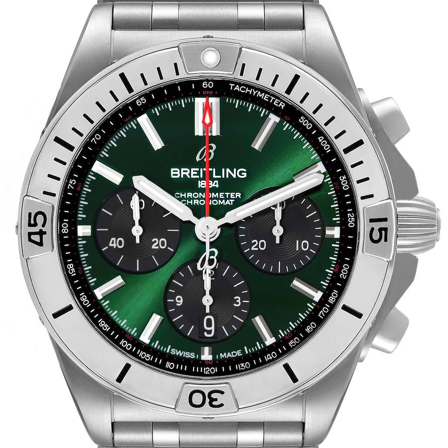 Breitling Chronomat B01 Green Dial Steel Mens Watch AB0134