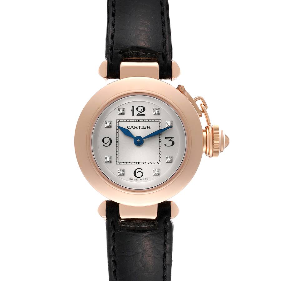 Cartier Pasha 27 Rose Gold Silver Diamond Dial Ladies Watch WJ124028