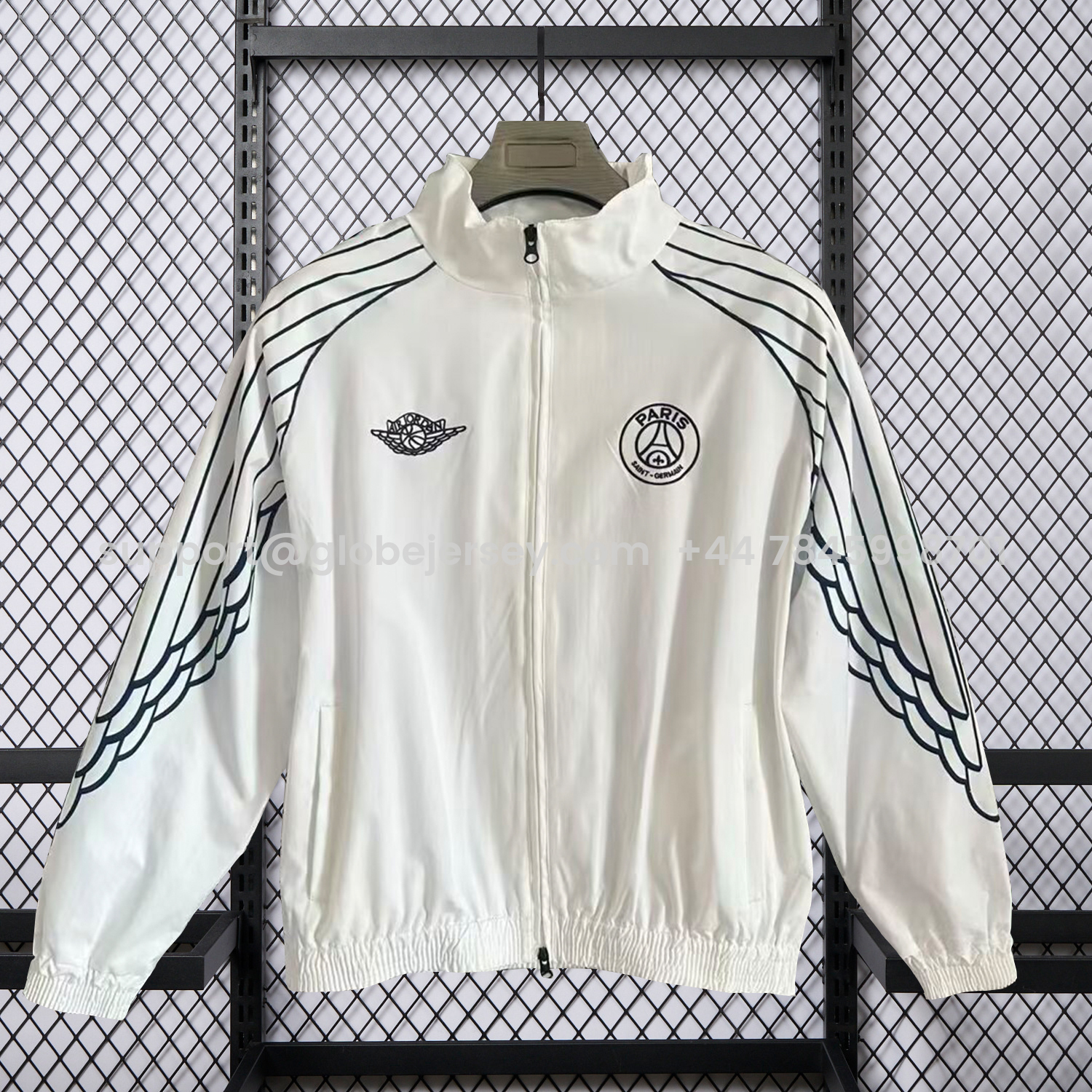 Paris Saint-Germain PSG 25-26 Windbreaker Jacket - White And Grey