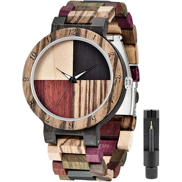 Wooden Watches Mens with Handmade Colorful Bamboo Wood Watch Analog Date Quartz Wooden Watch for Men Q1004 (sale by bulk)