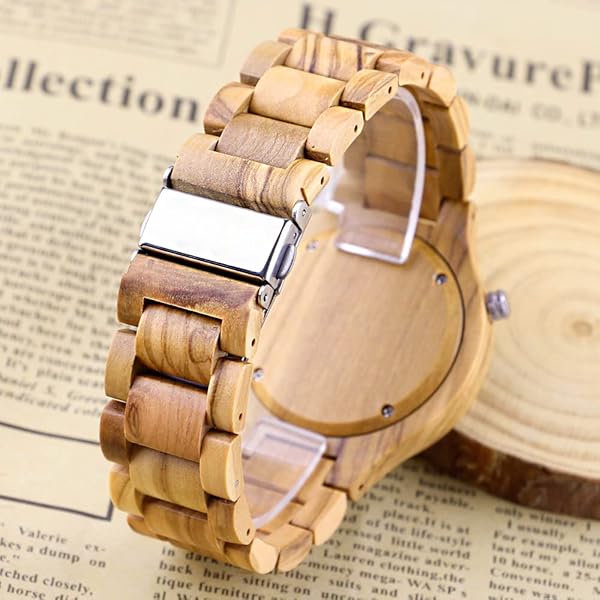 Wooden Watches Mens with Handmade Colorful Bamboo Wood Watch Analog Date Quartz Wooden Watch for Men Q2022-white-US (sale by bulk)