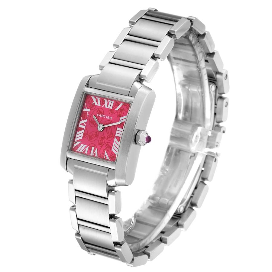 Cartier Tank Francaise Raspberry Dial Limited Edition Steel Ladies Watch W51030Q3