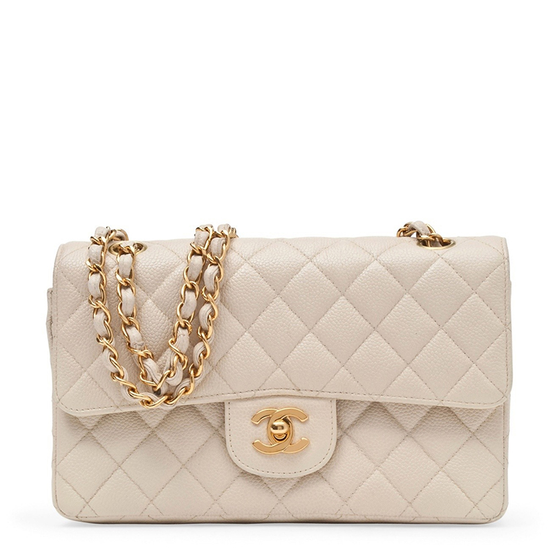 Caviar Quilted Small Double Flap White