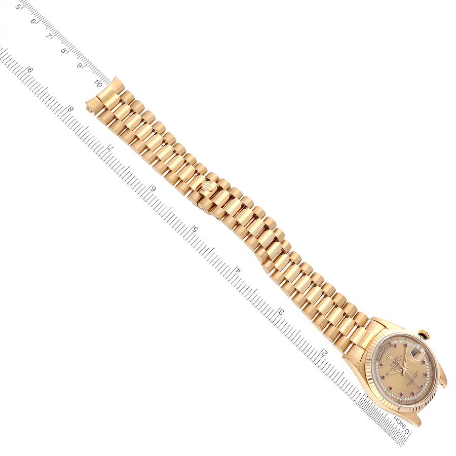 Rolex President Day-Date Yellow Gold String Diamond Mens Watch 18238