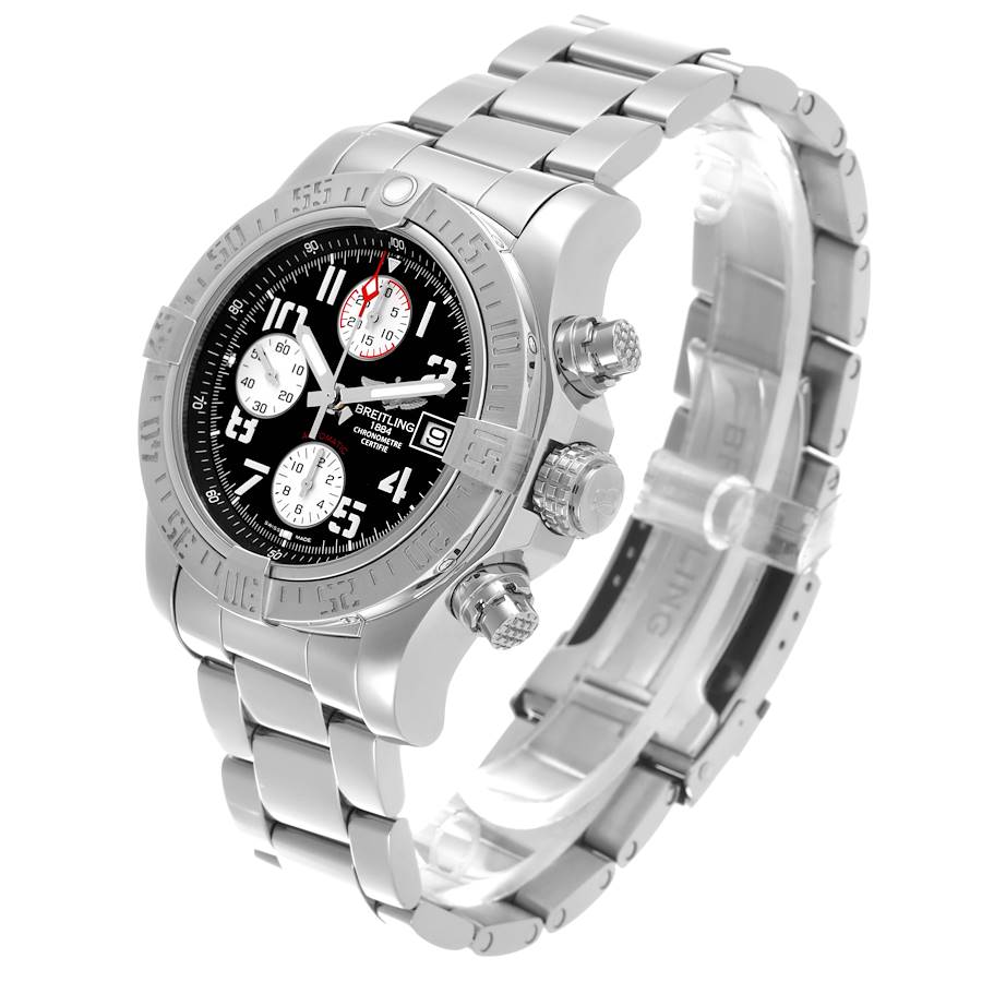 Breitling Avenger II Black Dial Steel Mens Watch A13381