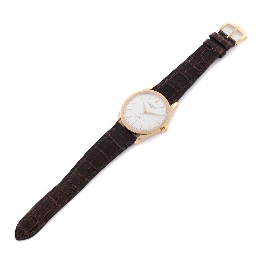 Patek Philippe Calatrava Yellow Gold Silver Dial Mens Watch 5196J