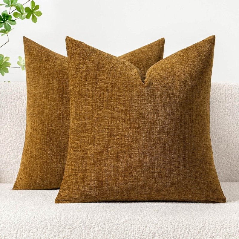 Soft Chenille Solid Dyed Pillow Covers (Pack of 2)