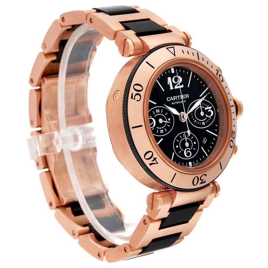 Cartier Pasha Seatimer Rose Gold Black Dial Mens Watch W301980M