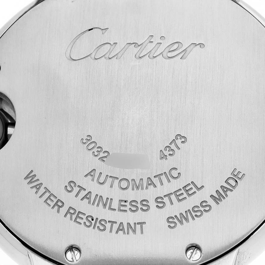 Cartier Ballon Bleu 36mm Steel Diamond Bezel Ladies Watch W4BB0023