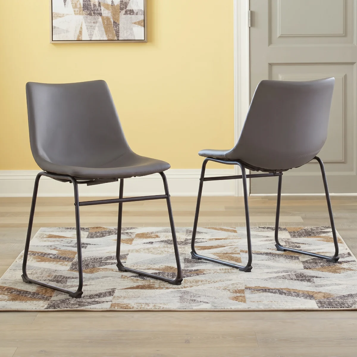 Modern Gray Dining Chairs Set of 2