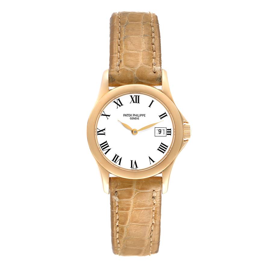 Patek Philippe Calatrava 18k Yellow Gold White Dial Ladies Watch 4906