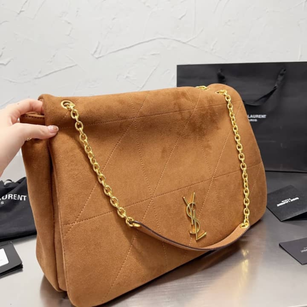 Saint Laurent Large Jamie 4.3 In Suede Brown 43Cm 7424311U8P72102