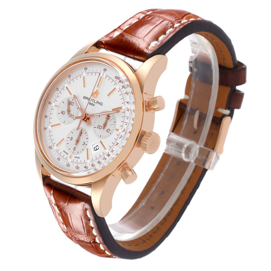 Breitling Transocean 43mm Chronograph Rose Gold Mens Watch RB0152