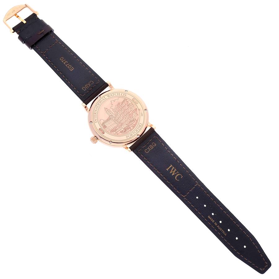 IWC Portofino 18k Rose Gold Automatic 40 mm Silver Dial Brown Strap Mens Watch IW356504