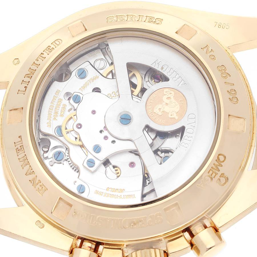 Omega Speedmaster Broad Arrow Enamel Limited Series Yellow Gold Mens Watch 3656.20.31