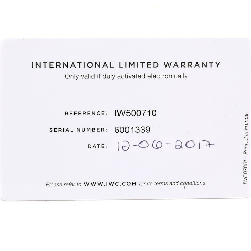 IWC Portugieser Blue Dial Mens Watch IW500710