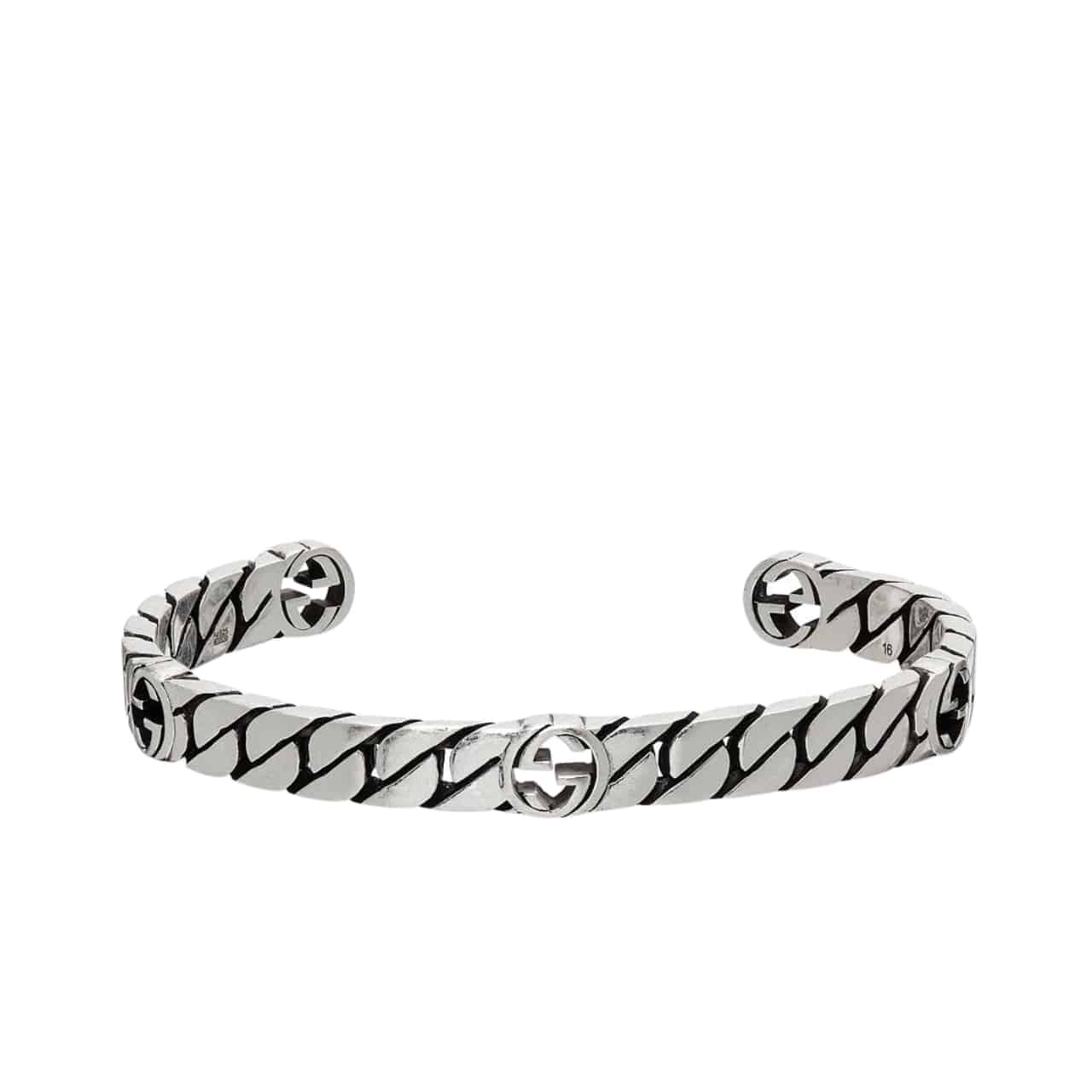 Gucci Silver Interlocking G Cuff Bracelet