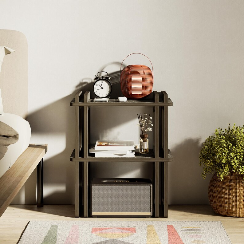 Birch Plywood Nightstand with Shelves