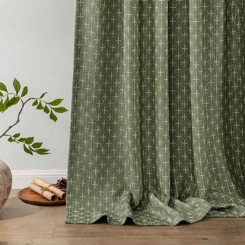 Custom Textured Geometric Linen Curtains (2 Panels)