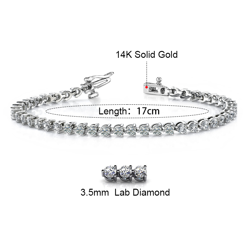 14k 18k Gold 3carat 4carat 5carat 10carat Tennis Bracelet Lab Grown Diamond Tennis Chain