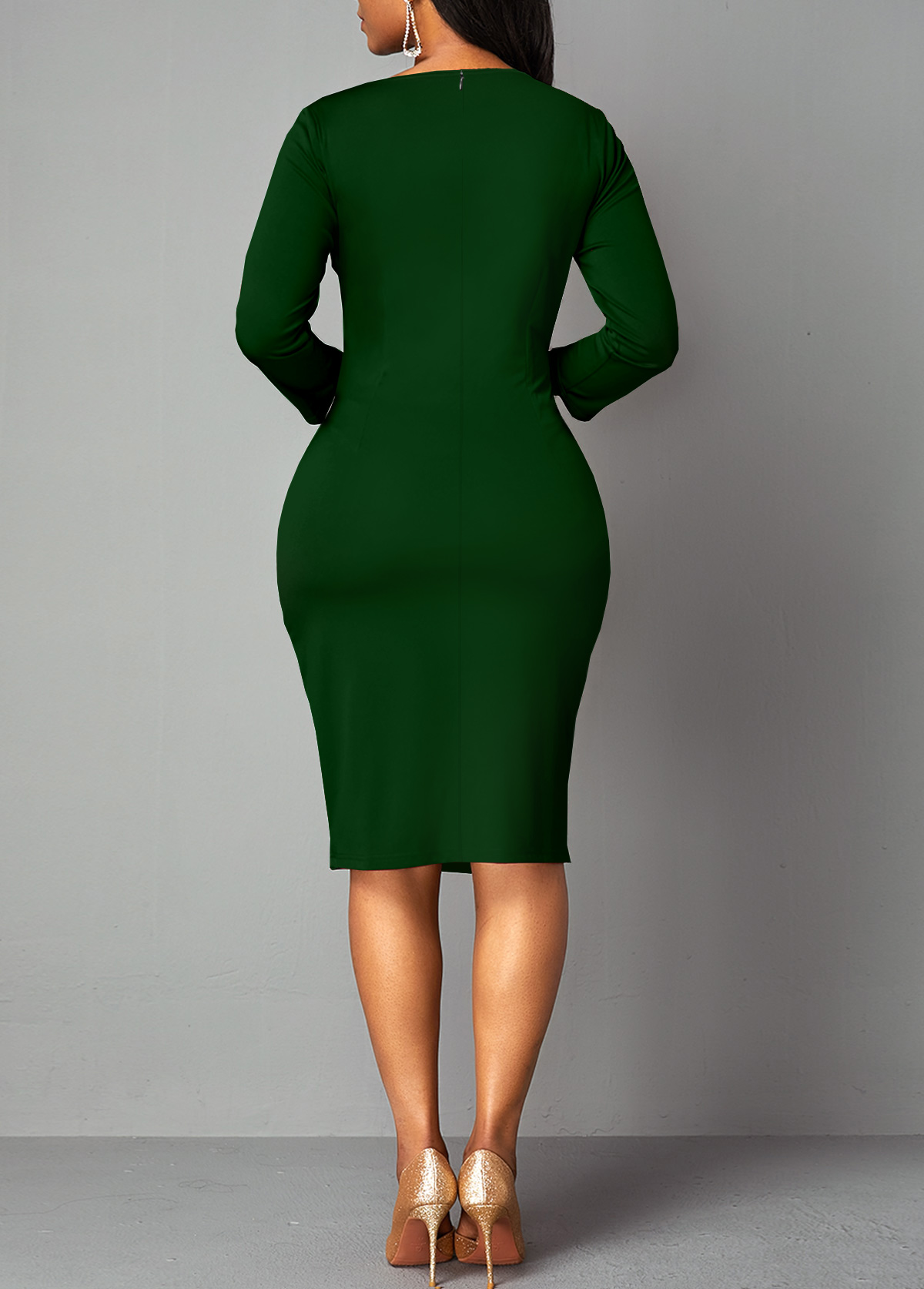 Geometric Print 3/4 Sleeve Sheath Dress