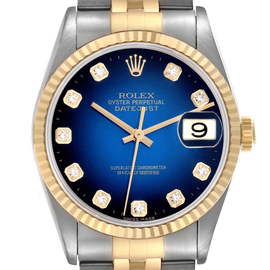 Rolex Datejust Vignette Diamond Steel Yellow Gold Mens Watch 16233