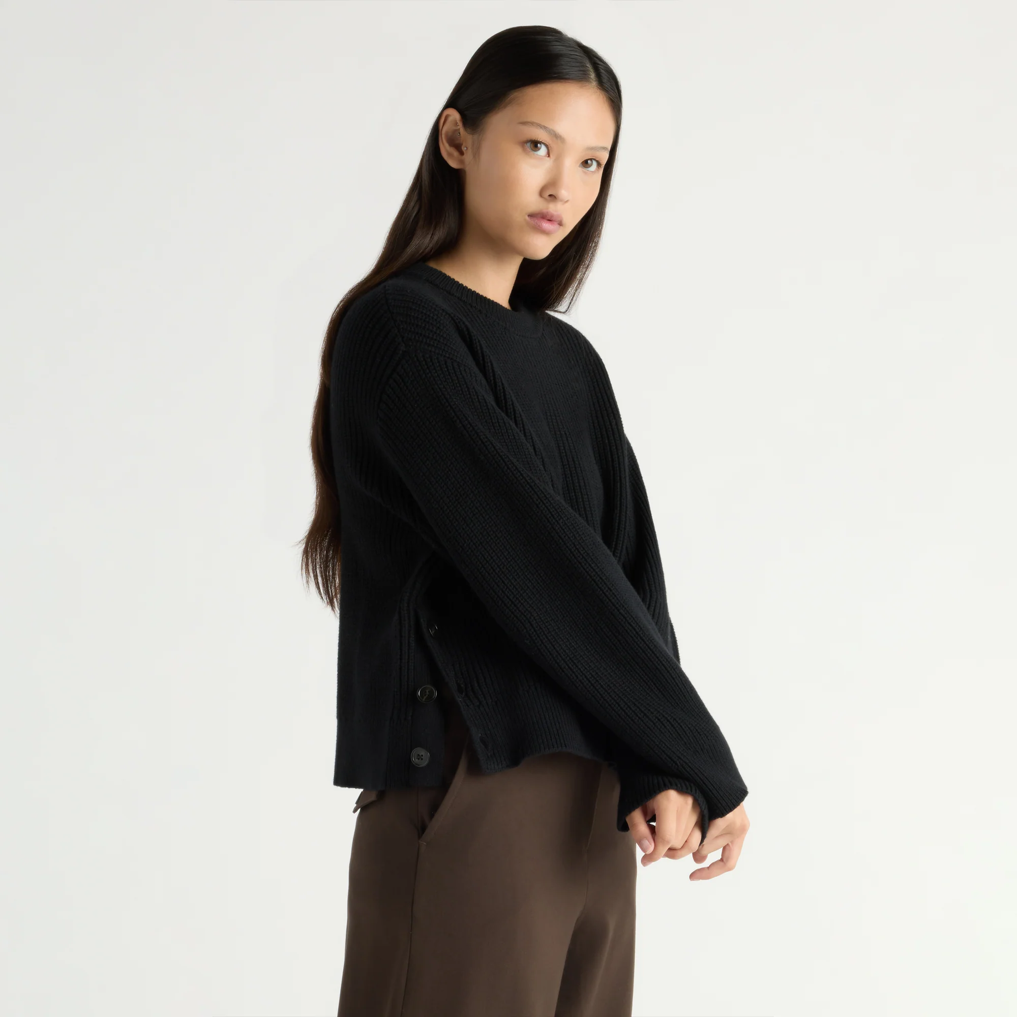 Tatum Side-Button Split Sweater