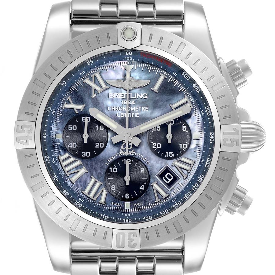 Breitling Chronomat 44 Airbourne Mother Of Pearl Dial Steel Mens Watch AB0115 Card