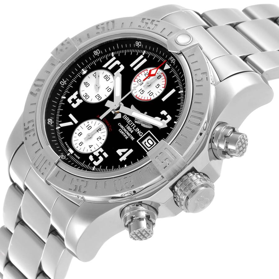 Breitling Avenger II Black Dial Steel Mens Watch A13381