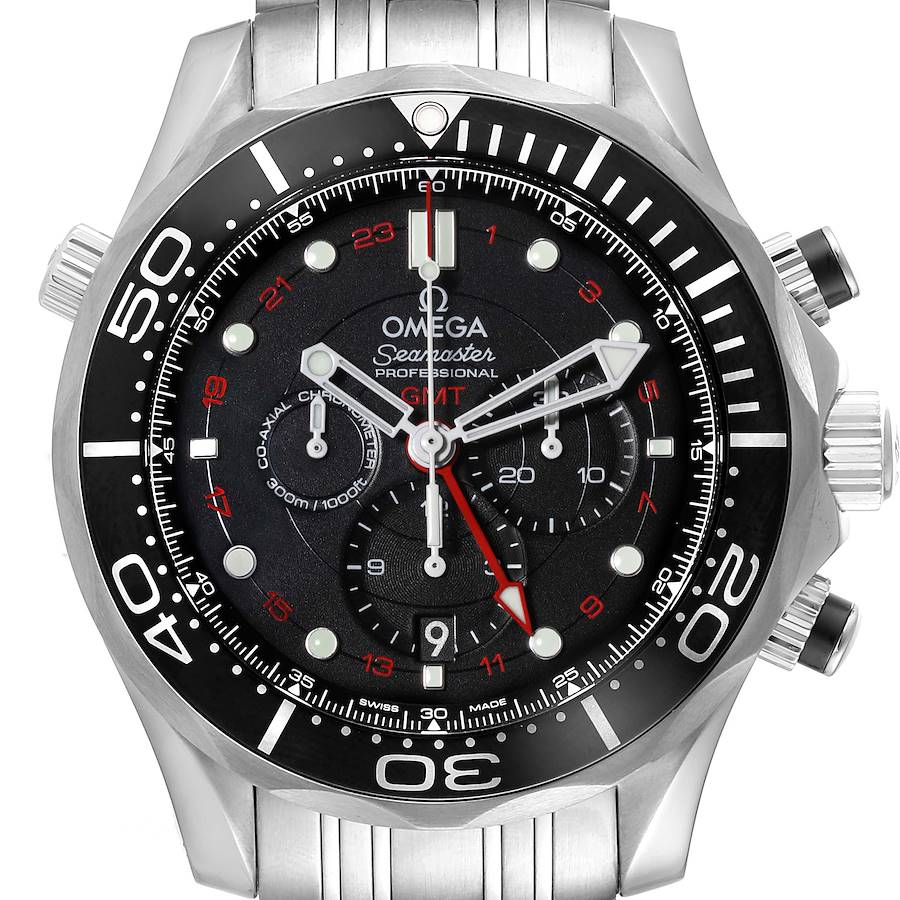 Omega Seamaster Diver GMT Steel Mens Watch 212.30.44.52.01.001 Card