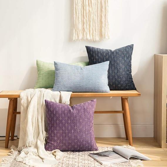 Decorative Burlap Linen Modern Farmhouse Rustic Woven Textured Pillow Covers (Pack of 2)