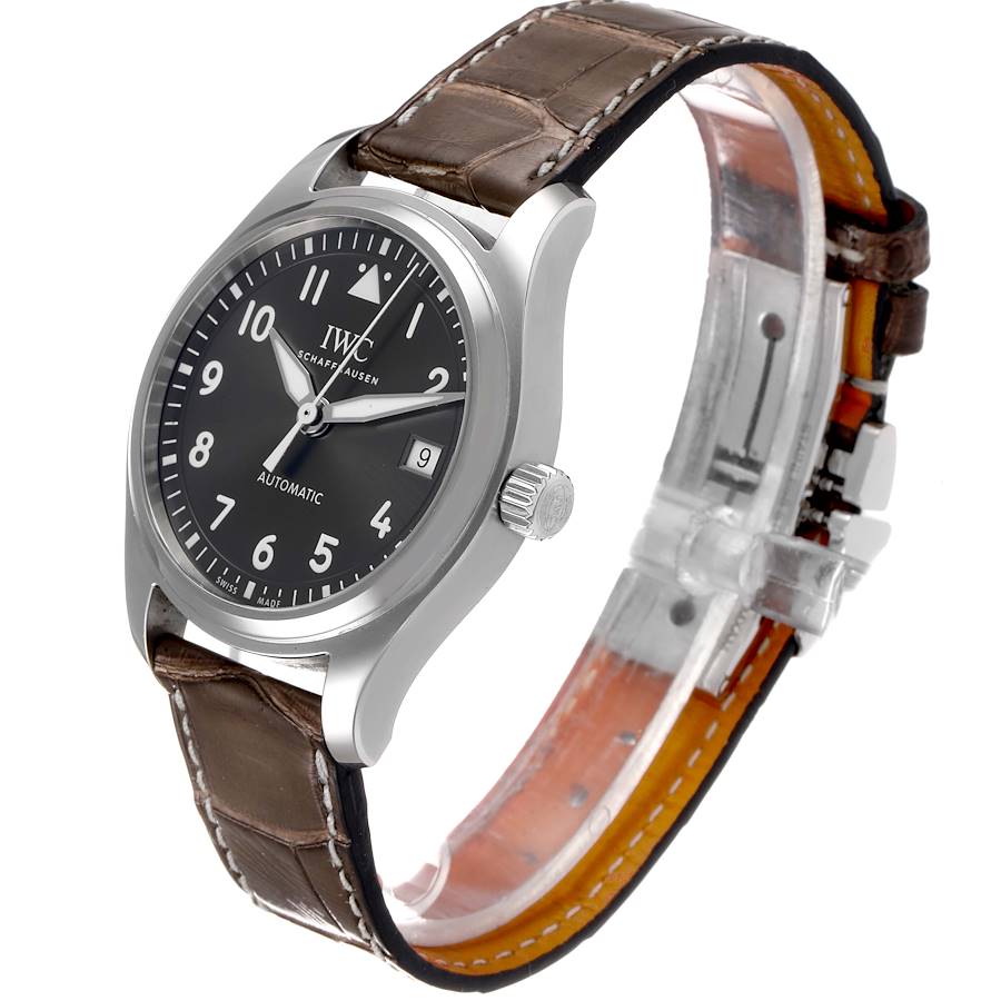 IWC Pilot Slate Dial Brown Strap Steel Unisex Watch IW324001