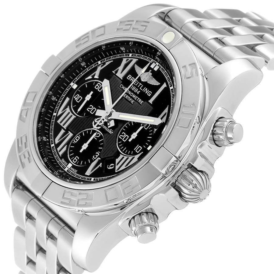 Breitling Chronomat 01 Black Dial Chronograph Steel Mens Watch AB0110
