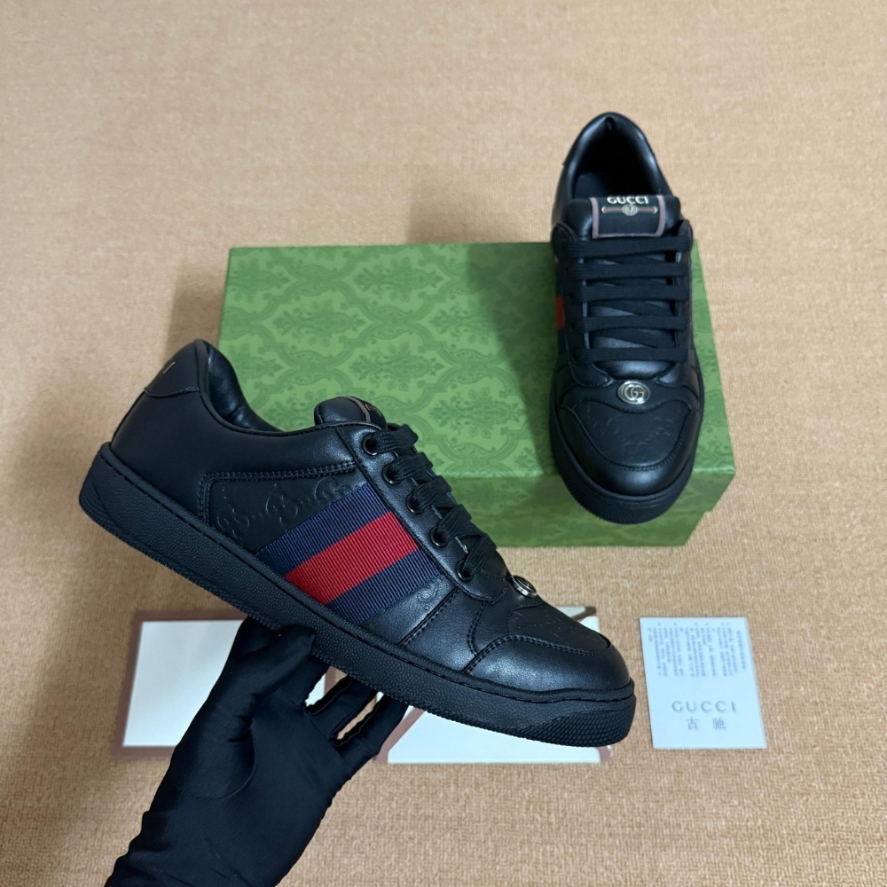 Gucci Men Screener Sneaker Black Leather 798785 AADU0 1074