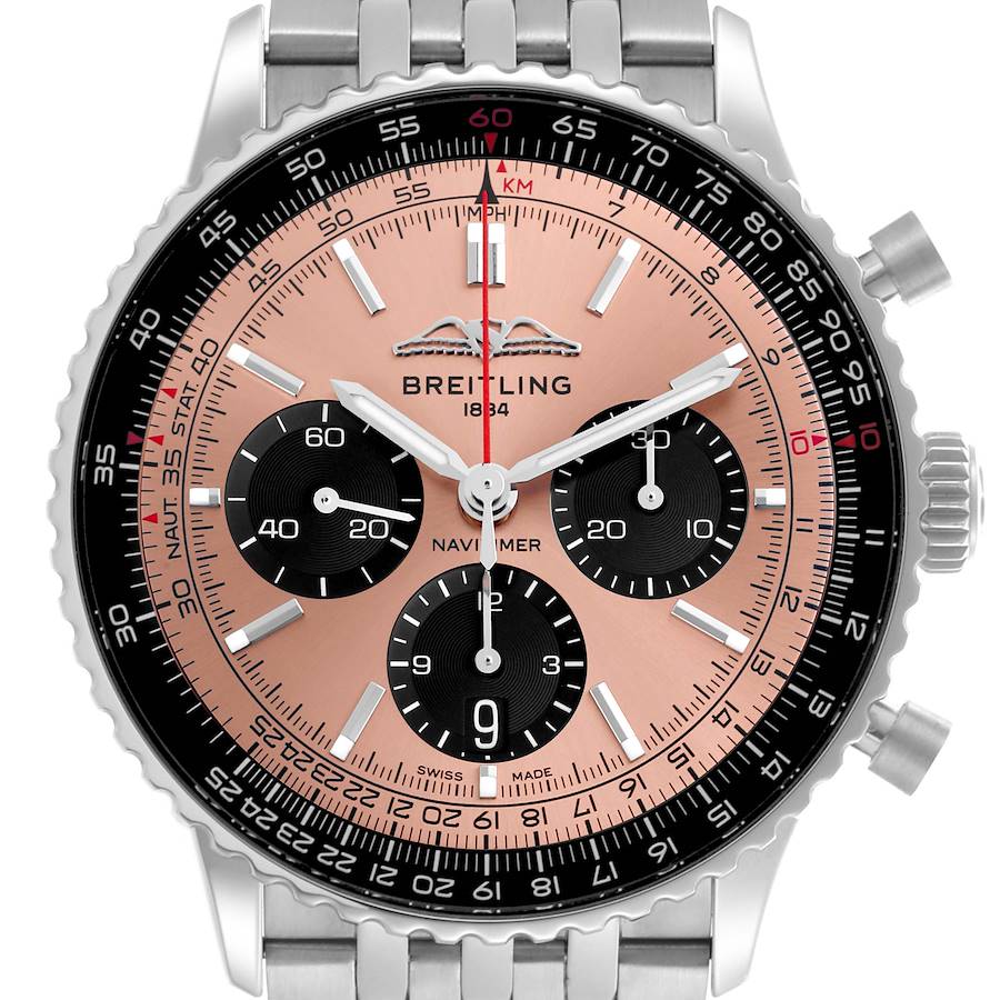 Breitling Navitimer B01 Salmon Dial Steel Mens Watch AB0138