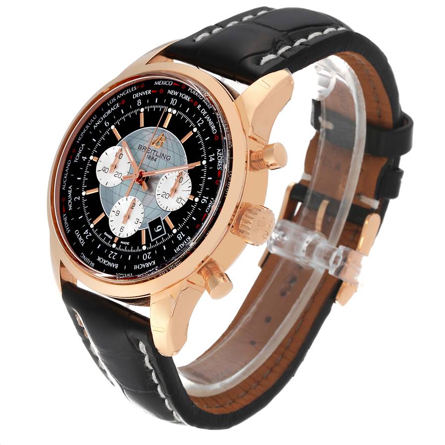 Breitling Transocean Chronograph Unitime Rose Gold Watch RB0510