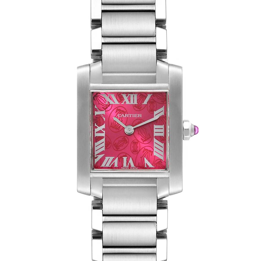 Cartier Tank Francaise Raspberry Dial Limited Edition Steel Ladies Watch W51030Q3