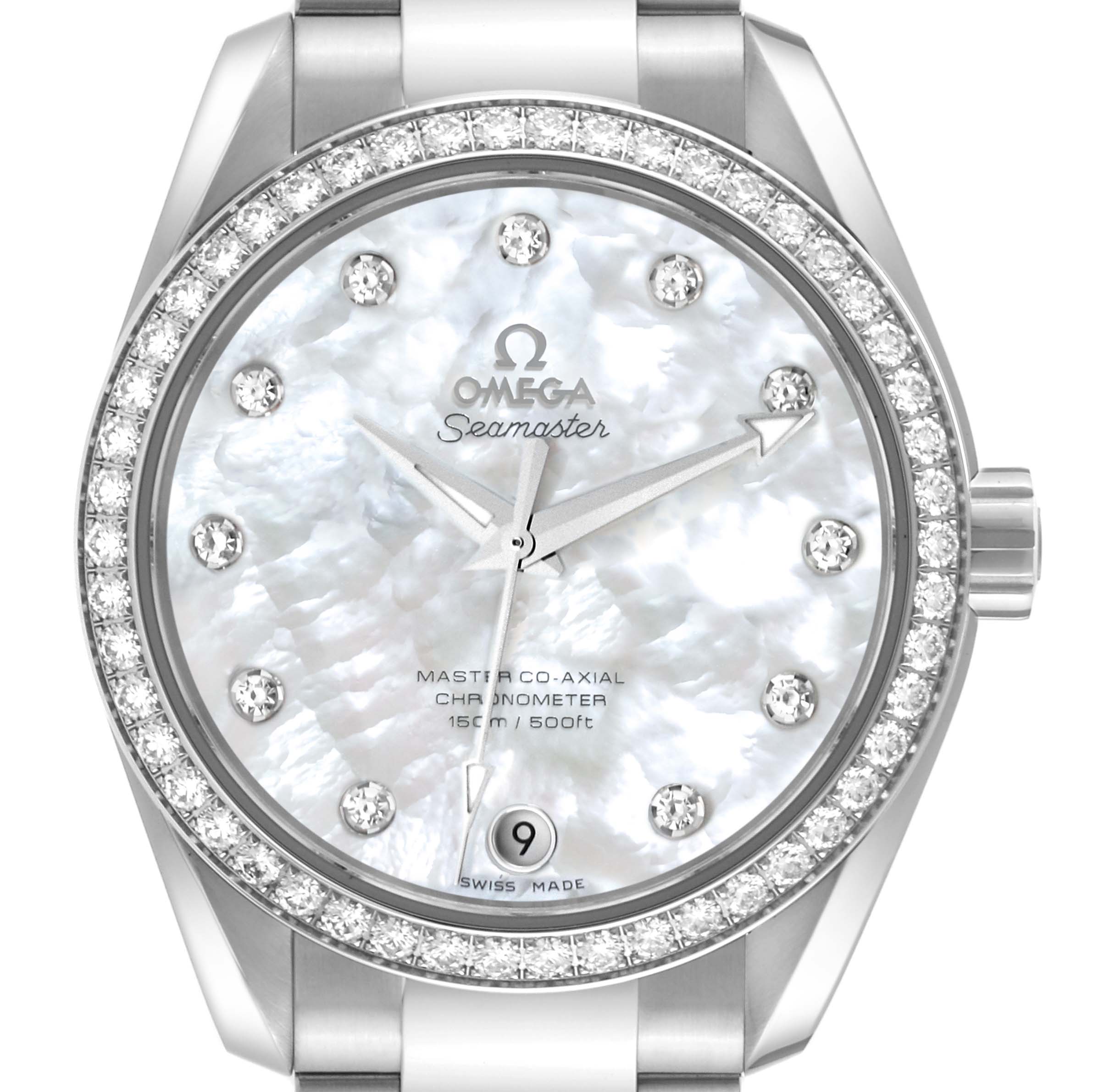 Omega Aqua Terra Mother of Pearl Diamond Steel Ladies Watch 38.0 MM 231.15.39.21.55.001