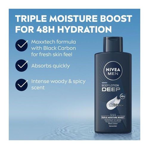 NIVEA MEN Deep Body Lotion 400ml + Deep Roll-on 50ml