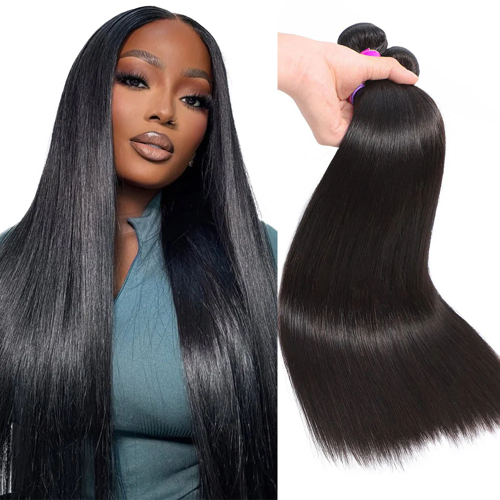 Megalook 10A 3 Bundles Straight Hair Brazilian Human Hair Bundles Weave Extensions