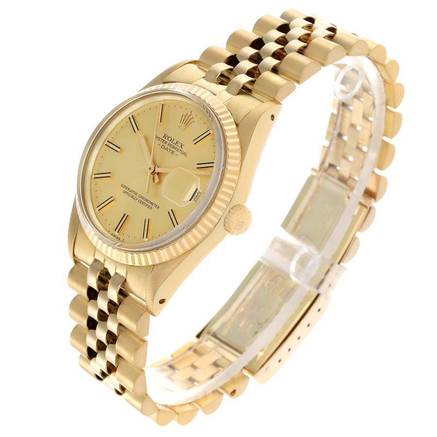 Rolex Date 14k Yellow Gold Vintage Mens Watch 15037