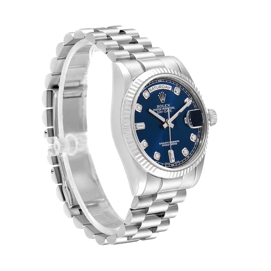 Rolex Day-Date White Gold Blue Diamond 128239 Super Clone