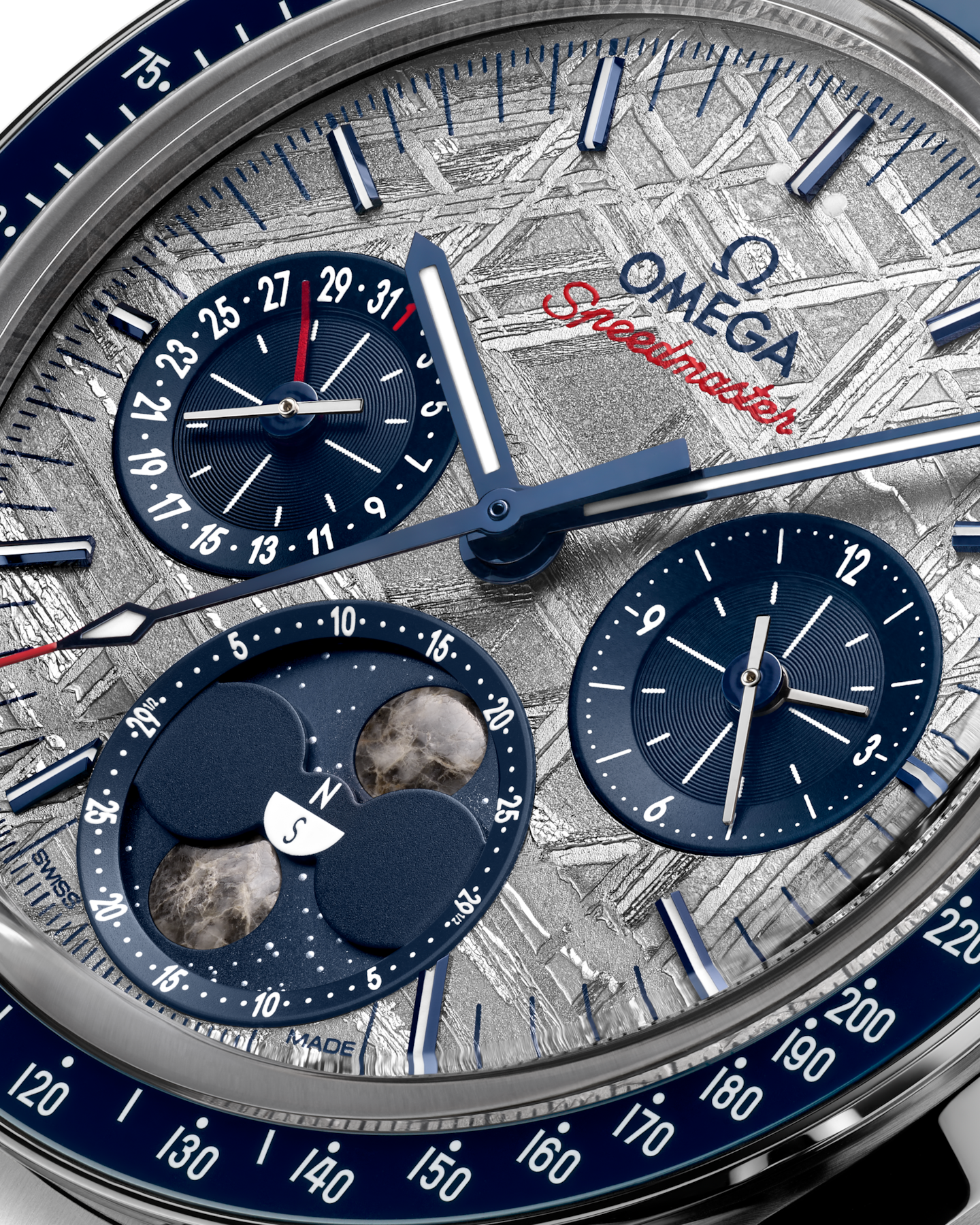 Omega Speedmaste﻿r Moonphase 43 mm, steel on steel 304.30.43.52.06.001