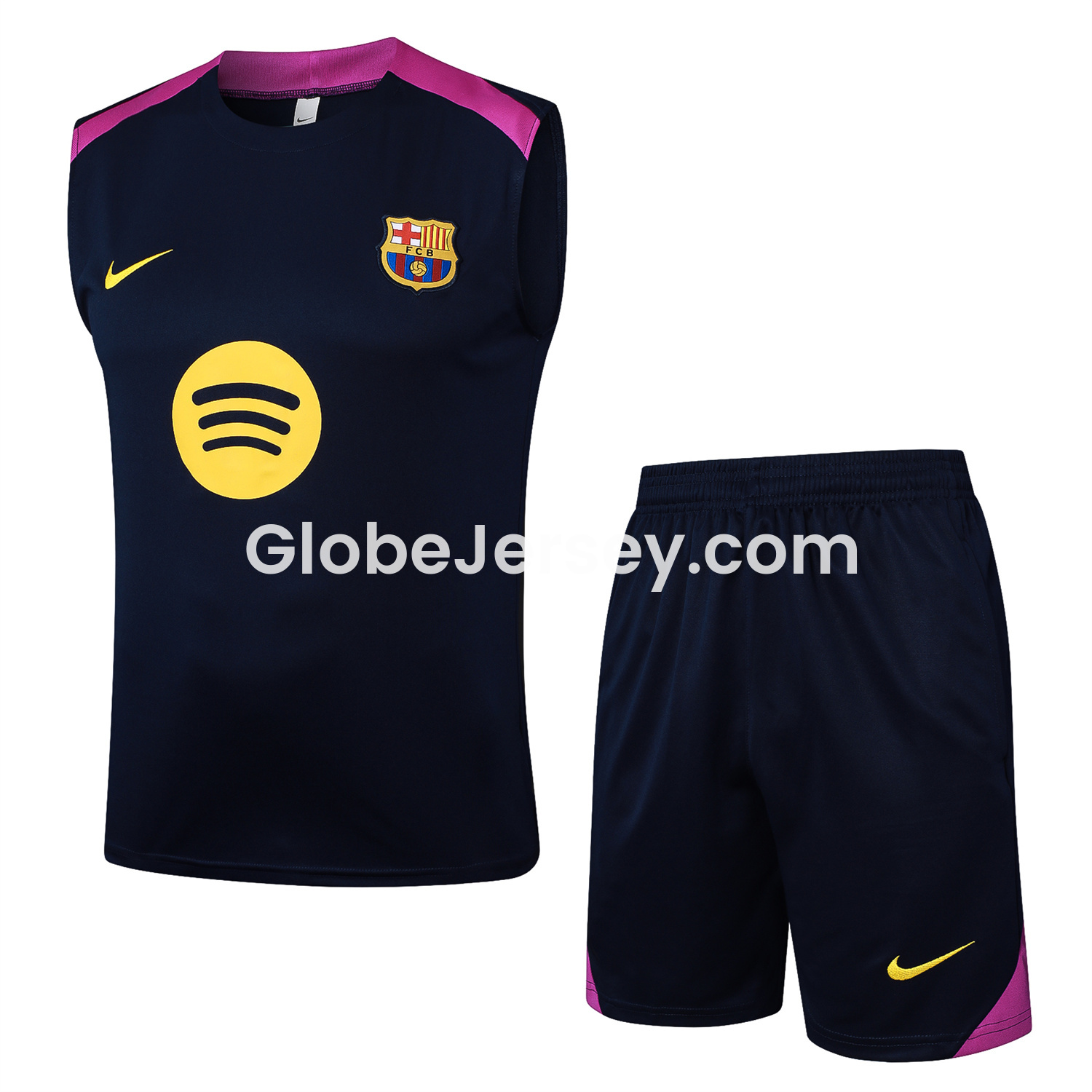 Barcelona 25-26 Vest Training Set - Deep Blue Black Vest and Shorts