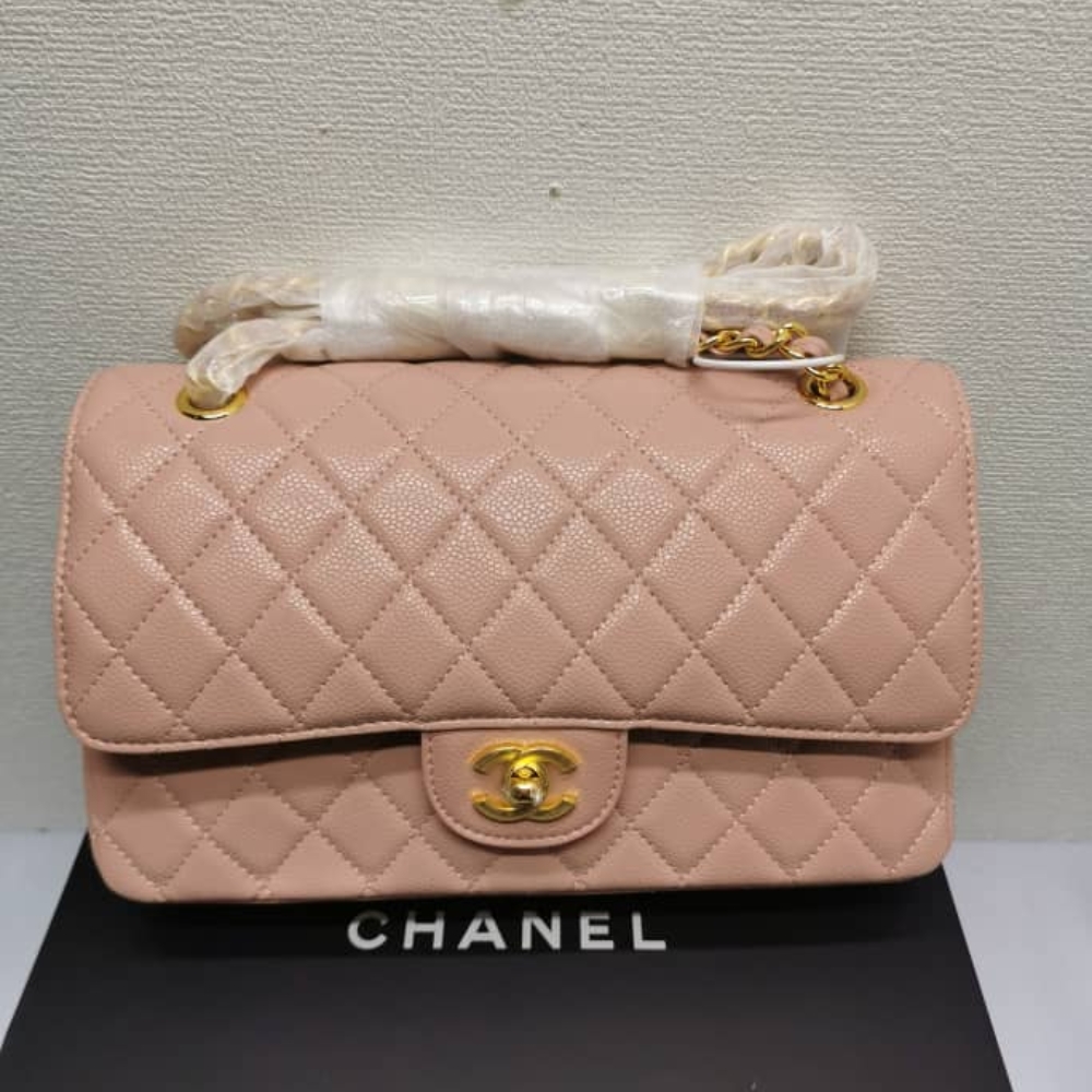 Chanel Classic Medium Flap Bag With Gold Hardware Pink 25Cm