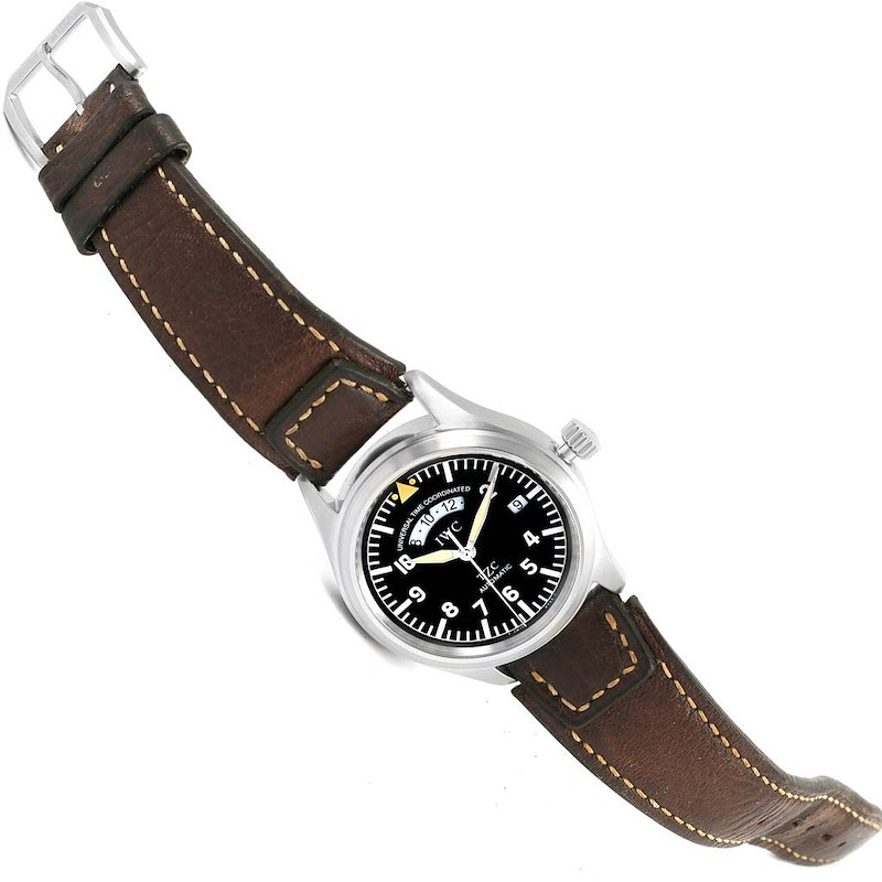 IWC TZC UTC Pilot's Black Dial Automatic Steel Mens Watch IW3251