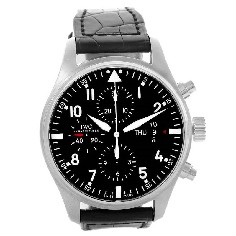 IWC Pilot Black Dial Chronograph Automatic Mens Watch IW377701